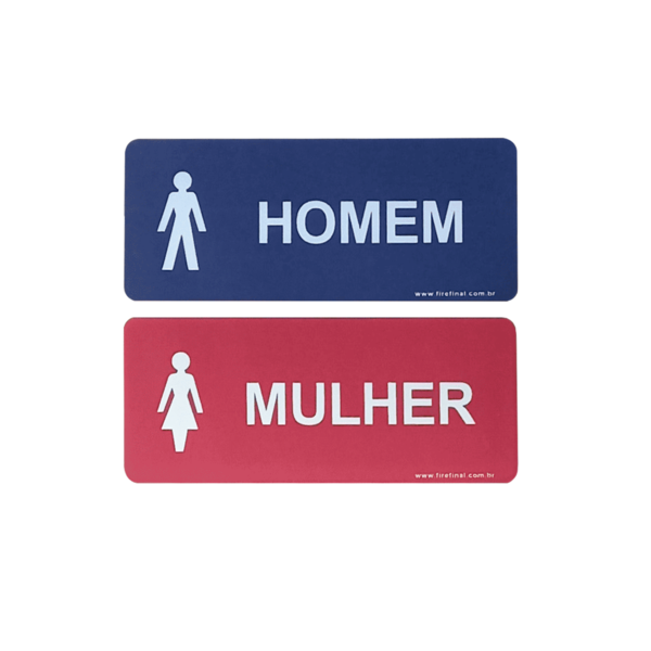 Conjunto Placa Sinalização Adesiva Acrílico Homem/Mulher 25x5