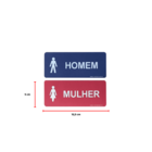 Conjunto Placa Sinalização Adesiva Acrílico Homem/Mulher 25x5