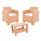 Conjunto Plástico Rattan 3 Peças Creme Aquaplas