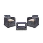 Conjunto Plástico Rattan 3 Peças Grafite Aquaplas