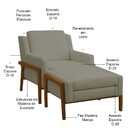 Conjunto Poltrona Com Puff Decorativa Sala De Estar Lecce Pés