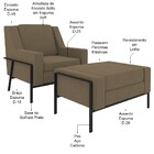 Conjunto Poltrona Com Puff Decorativa Sala De Estar Lecce Pés