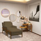 Conjunto Poltrona Com Puff Decorativa Sala De Estar Lecce Pés