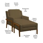 Conjunto Poltrona Com Puff Decorativa Sala De Estar Lecce Pés