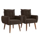 Conjunto Poltrona Decorativa Dakota Para Sala Recepção Com Pé