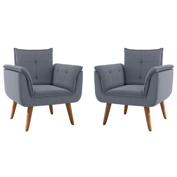 Conjunto Poltrona Decorativa Japeri Inca Chumbo