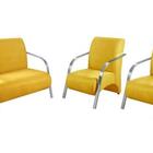 Conjunto Poltrona Decorativa Sevilha Braço Alumínio Kit 3 Peç