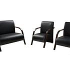 Conjunto Poltrona Decorativa Sevilha Braço Madeira Kit 3 Peça