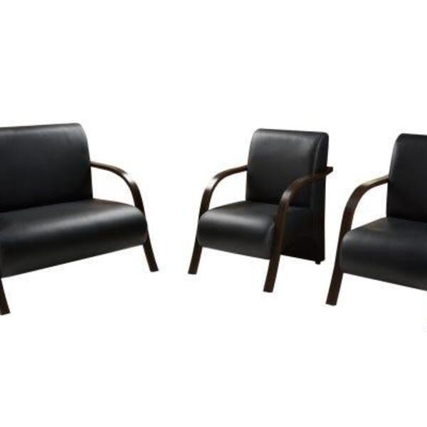 Conjunto Poltrona Decorativa Sevilha Braço Madeira Kit 3 Peça