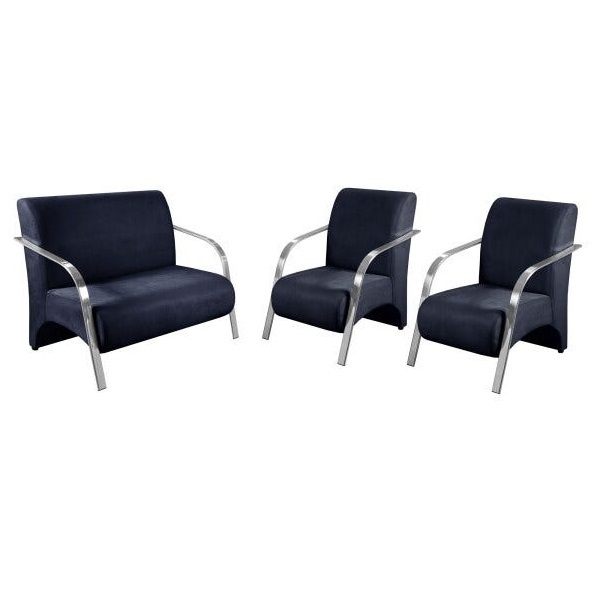 Conjunto Poltrona Decorativa Vênus Braço Alumínio Kit 3 Peças