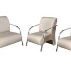 Conjunto Poltrona Decorativa Vênus Braço Alumínio Kit 3 Peças