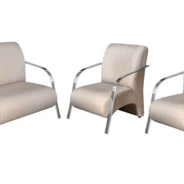 Conjunto Poltrona Decorativa Vênus Braço Alumínio Kit 3 Peças