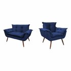 Conjunto Poltrona E Namoradeira Opala Veludo  Imbuia