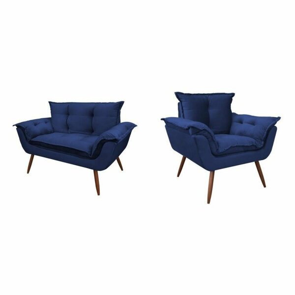 Conjunto Poltrona E Namoradeira Opala Veludo  Imbuia