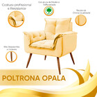 Conjunto Poltrona E Puff Decorativo Opala Veludo Amarelo Star