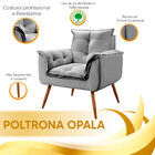 Conjunto Poltrona E Puff Decorativo Opala Veludo Cinza Chumbo