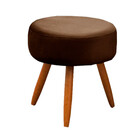 Conjunto Poltrona E Puff Decorativo Opala Veludo Marrom Choco