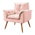 Conjunto Poltrona E Puff Decorativo Opala Veludo Rose - Speci