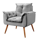Conjunto Poltrona E Puff Decorativo Opala Veludo Star Confort