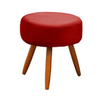 Conjunto Poltrona E Puff Decorativo Opala Veludo Vermelho - S