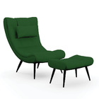 Conjunto Poltrona E Puff Decorativo Sala De Estar Pés Palito