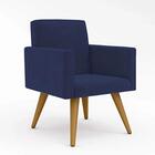 Conjunto Poltrona E Puff Redondo Suede Azul Marinho