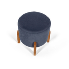 Conjunto Poltrona Estofada Cléo Com Puff Redondo Berlim Azul