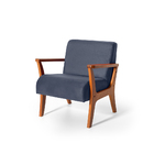 Conjunto Poltrona Estofada Cléo Com Puff Redondo Berlim Azul