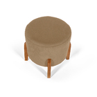 Conjunto Poltrona Estofada Cléo Com Puff Redondo Berlim Bege