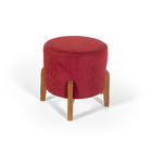 Conjunto Poltrona Estofada Cléo Com Puff Redondo Berlim Dordô