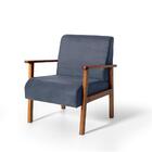 Conjunto Poltrona Estofada Delicato Com Puff Redondo Estofado