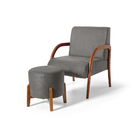 Conjunto Poltrona Estofada Duda Com Puff Redondo Berlim Cinza