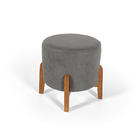 Conjunto Poltrona Estofada Duda Com Puff Redondo Berlim Cinza