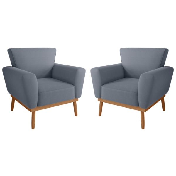 Conjunto Poltrona Para Sala De Recepção Viana Inca Chumbo