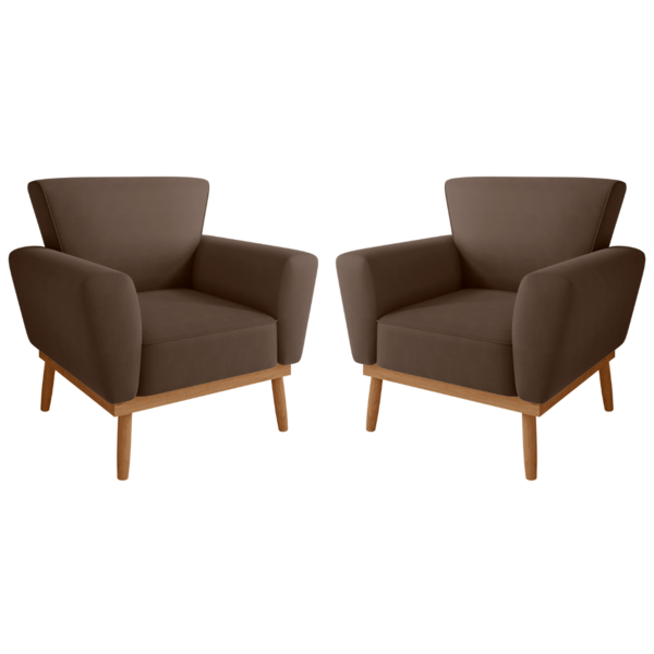 Conjunto Poltrona Para Sala De Recepção Viana Inca Marrom