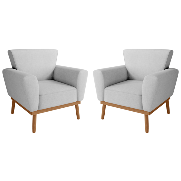 Conjunto Poltrona Para Sala De Recepção Viana Linha Cinza