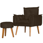 Conjunto Poltrona Para Sala Decorativa Opala E Puff Redondo S