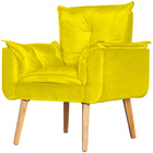 Conjunto Poltrona Para Sala Decorativa Opala E Puff Redondo S