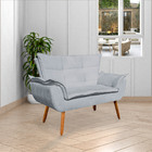 Conjunto Poltrona Puff E Namoradeira Pés Palito Charger Suede