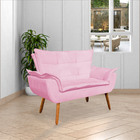 Conjunto Poltrona Puff E Namoradeira Pés Palito Charger Suede