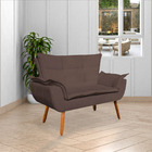 Conjunto Poltrona Puff E Namoradeira Pés Palito Charger Suede