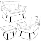 Conjunto Poltrona Puff E Namoradeira Pés Palito Charger Velud