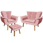 Conjunto Poltrona Puff E Namoradeira Pés Palito Charger Velud