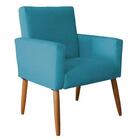 Conjunto Poltronanina E Puff Redondo Pés Palito Azul Tifany