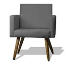 Conjunto Poltronanina E Puff Redondo Pés Palito Cinza