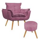 Conjunto Poltronaopala E Puff Redondo Pés Palito Rosê