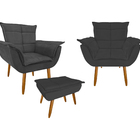 Conjunto Poltronas + Puf Super Confortável Para Sala De Estar