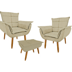 Conjunto Poltronas + Puf Super Confortável Para Sala De Estar