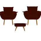 Conjunto Poltronas + Puf Super Confortável Para Sala De Estar