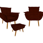 Conjunto Poltronas + Puf Super Confortável Para Sala De Estar